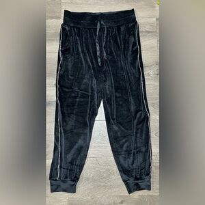 Victoria's Secret Black Velour Joggers with Rhinestone Trim size Large